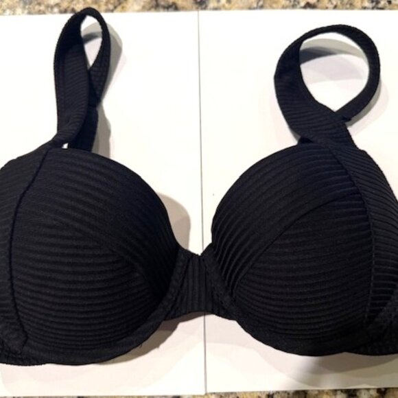 NWT Victoria's Secret Pink Black Push Up Bikini Top size small Black swim - Picture 2 of 4